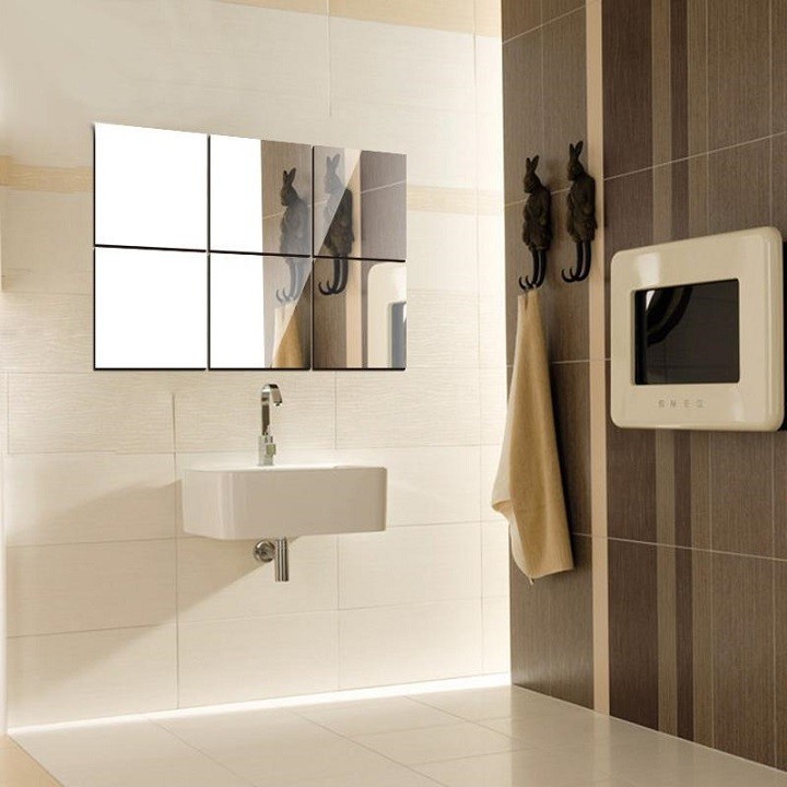 Gương dán tường 30x30cm trang trí nhà cửa gương dán nhà tắm phòng khách phòng ngủ phòng bếp (NEW)