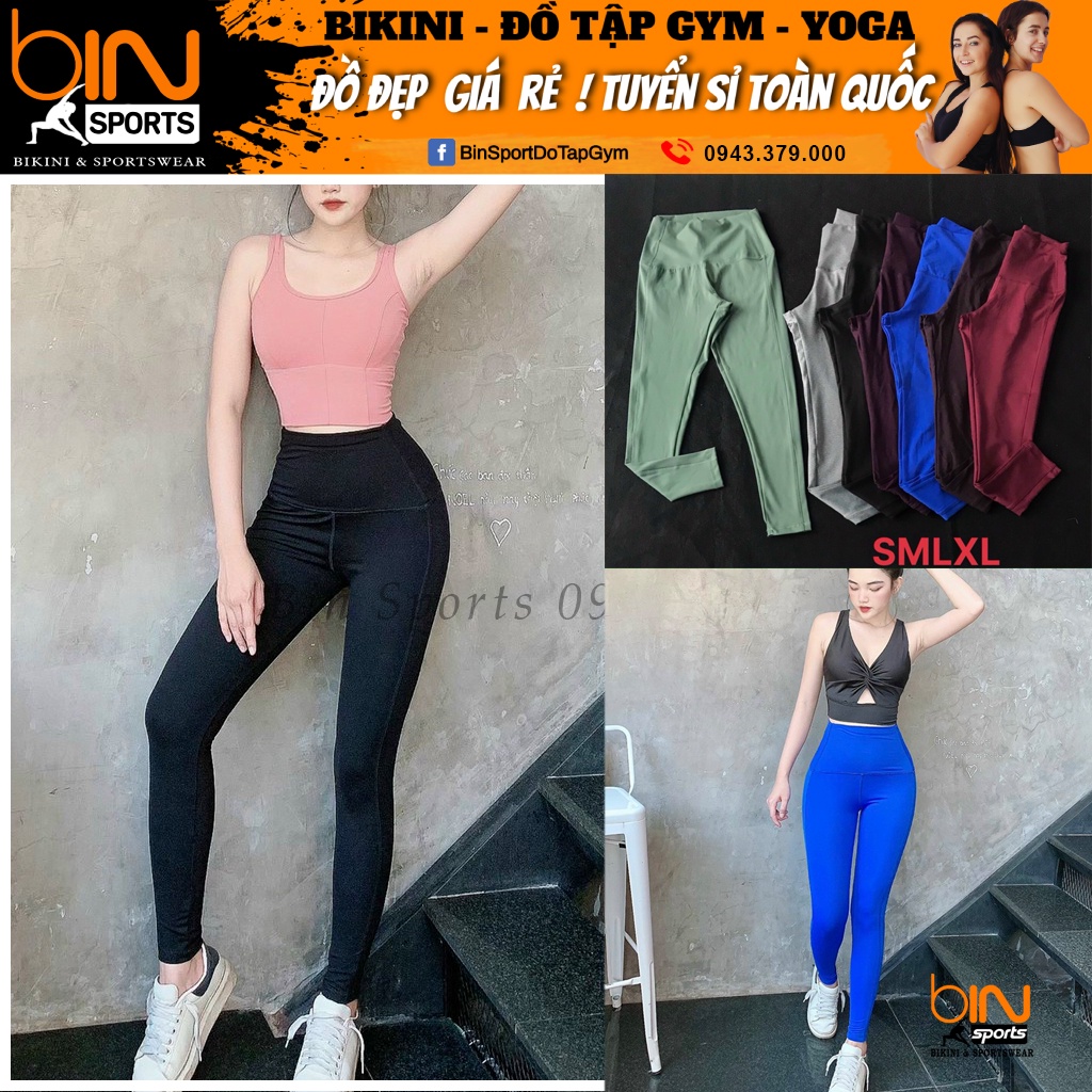 Quần tập gym yoga thể thao nữ, quần dài lưng cao gen bụng tôn dáng Bin Sports Q148