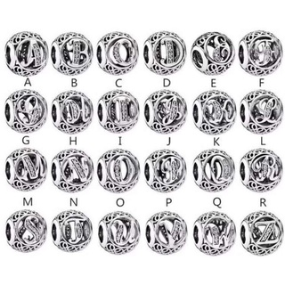 ( HÀNG CAO CẤP ) PAN ALE CHARM BẢNG CHỮ CÁI TRÒN ĐÍNH ĐÁ TRẮNG BẠC S925