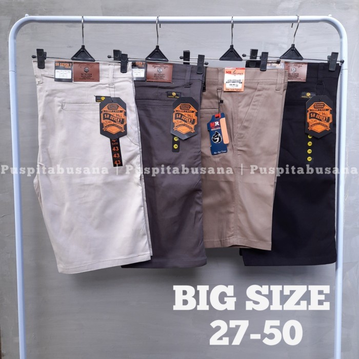 Quần Short Cotton Trơn Co Giãn Size Lớn Dành Cho Nam / Size 27-44 - Đen / 27-28 - 29