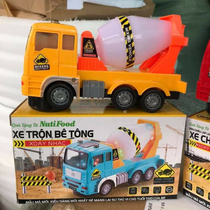 🚛🚛 Combo 2 XE TRỘN BÊ TÔNG và xe chở cát XOAY PHÁT NHẠC [Mẫu 2]