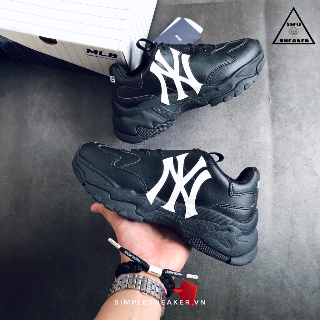 Giày MLB Auth FREESHIP Giày Sneaker MLB Big Ball Chunky NY All Black Chính Hãng - Đế Cao 6cm Tôn Dáng - Simple Sneaker