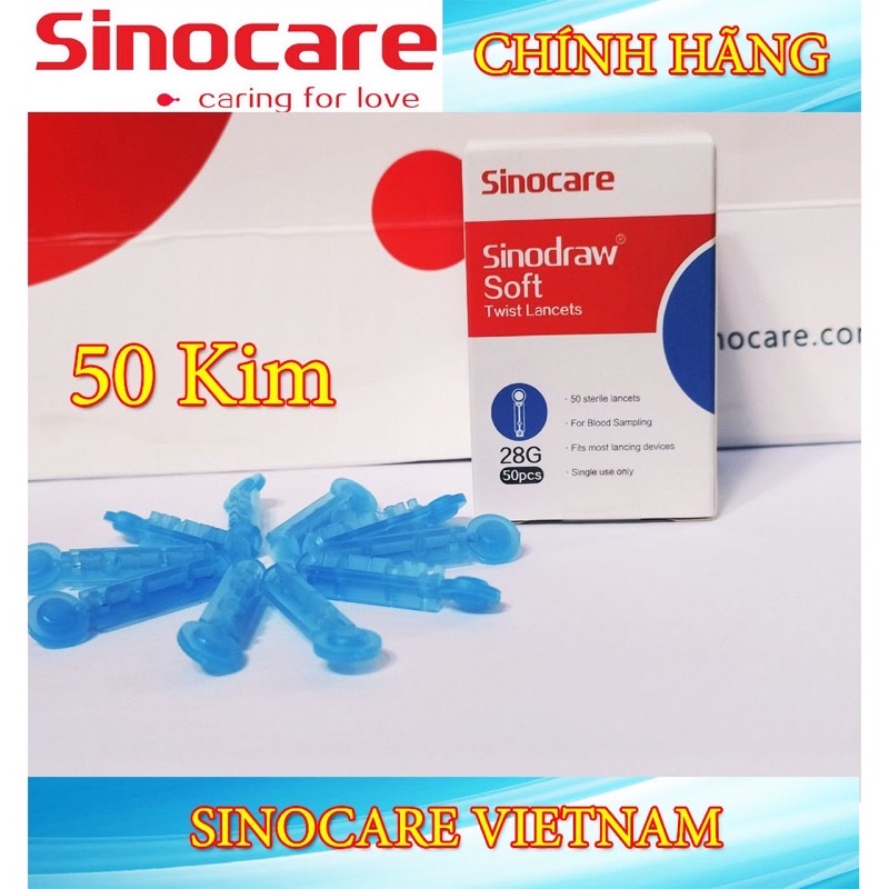 HỘP 50 CÂY Kim lấy máu, Kim chích máu Sinodraw cho máy đo đường huyết kim lấy máu cho các dòng máy đo thử đường huyết