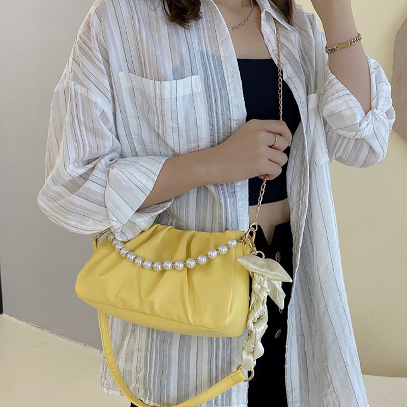 Túi xách đeo vai/ kẹp nách IELGY kiểu đám mây đính ngọc trai giả thời trang cá tính