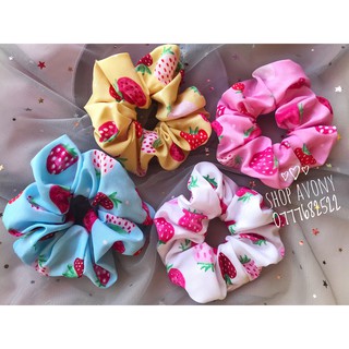 Cột tóc vải scrunchies in hoạ tiết trái cây