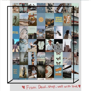 Wall Collage keo sẵng dán tường trang trí decor phòng ngủ - theme retro blue