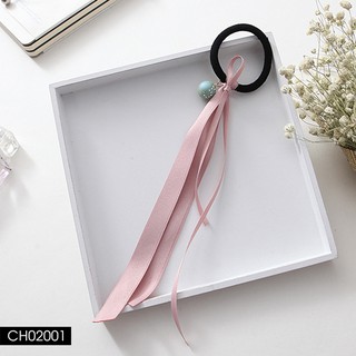 CH020 Cột tóc tiểu thư nơ dài hạt châu handmade