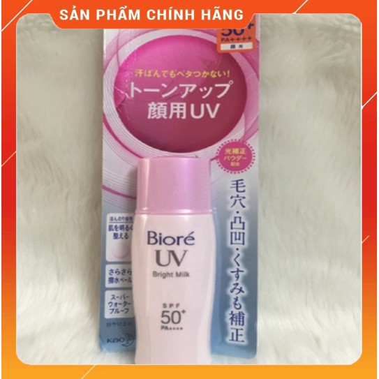 Kem chống nắng BIORE UV BRIGHT Milk SPF50+PA++++ 30ml Nhật Bản lên tông trắng hồng