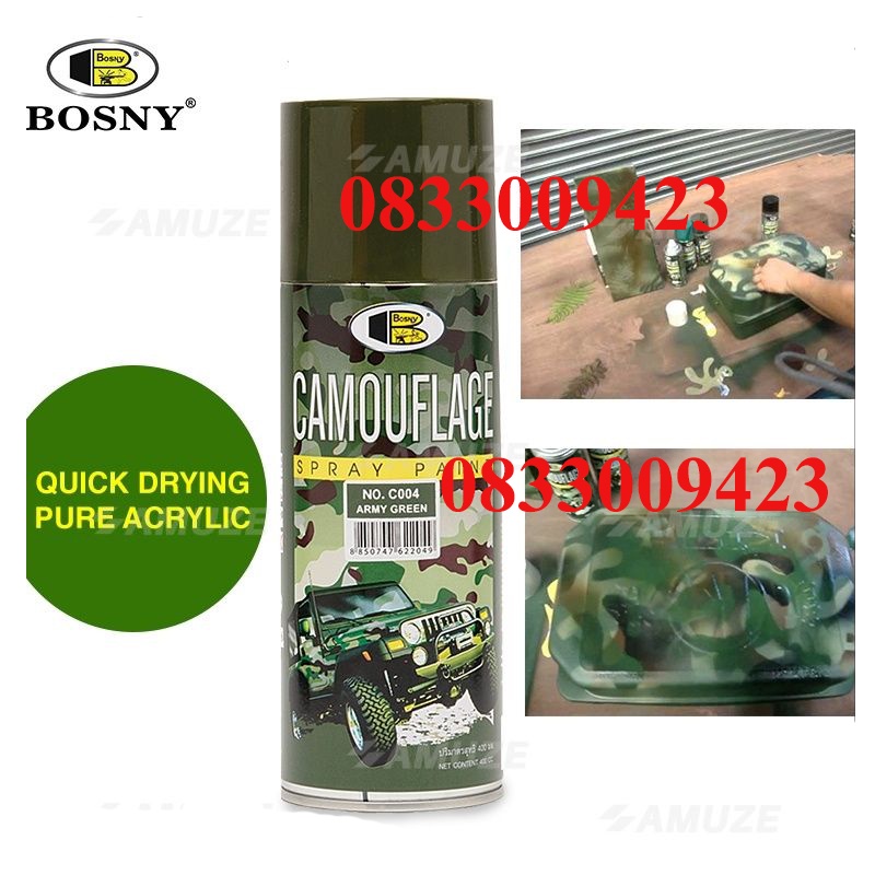 Sơn xịt màu lính - sơn xịt camo - sơn màu quân đội Camouflage Bosny dung tich 400ml