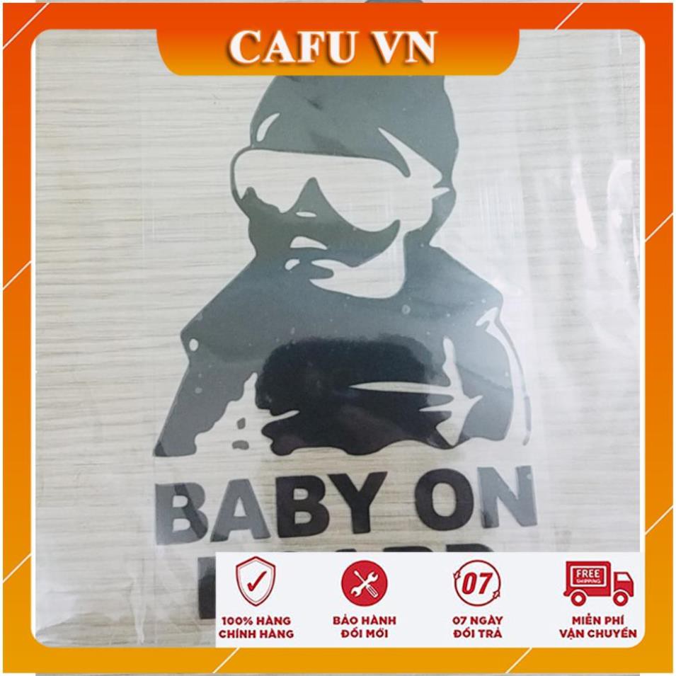 Decal dán trang trí tem dán trang trí cửa sổ xe hơi hoạt hình &quot; Baby on Board &quot;- CAFU VN