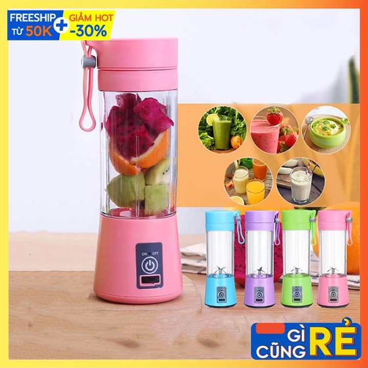 Máy xay sinh tố, trái cây mini cầm tay nhỏ gọn, nhiều màu, tiện lợi dễ mang theo