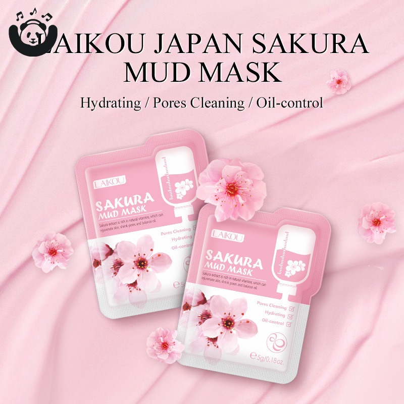 [Hàng mới về] Mặt nạ bùn hoa anh đào Nhật Bản LAIKOU dưỡng ẩm làm sạch sâu kiềm dầu làm trắng da se khít lỗ chân lông