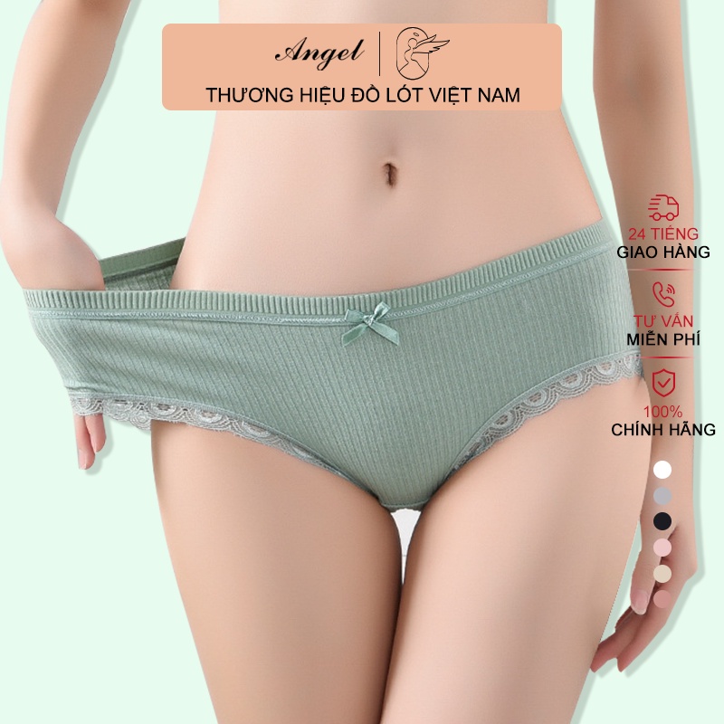 Quần Lót Nữ Cotton gân tâm cạp lưới phối viền ren điệu đà quyến rũ mã