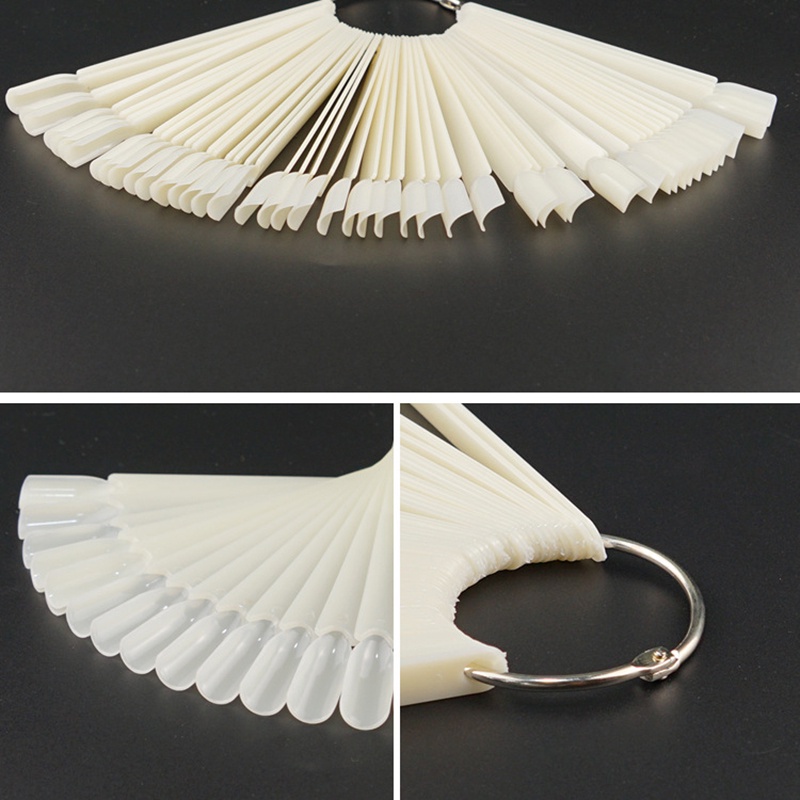 Bộ 50 Thẻ Móng Tay Giả Hình Quạt Bằng Acrylic Trong Suốt JP5