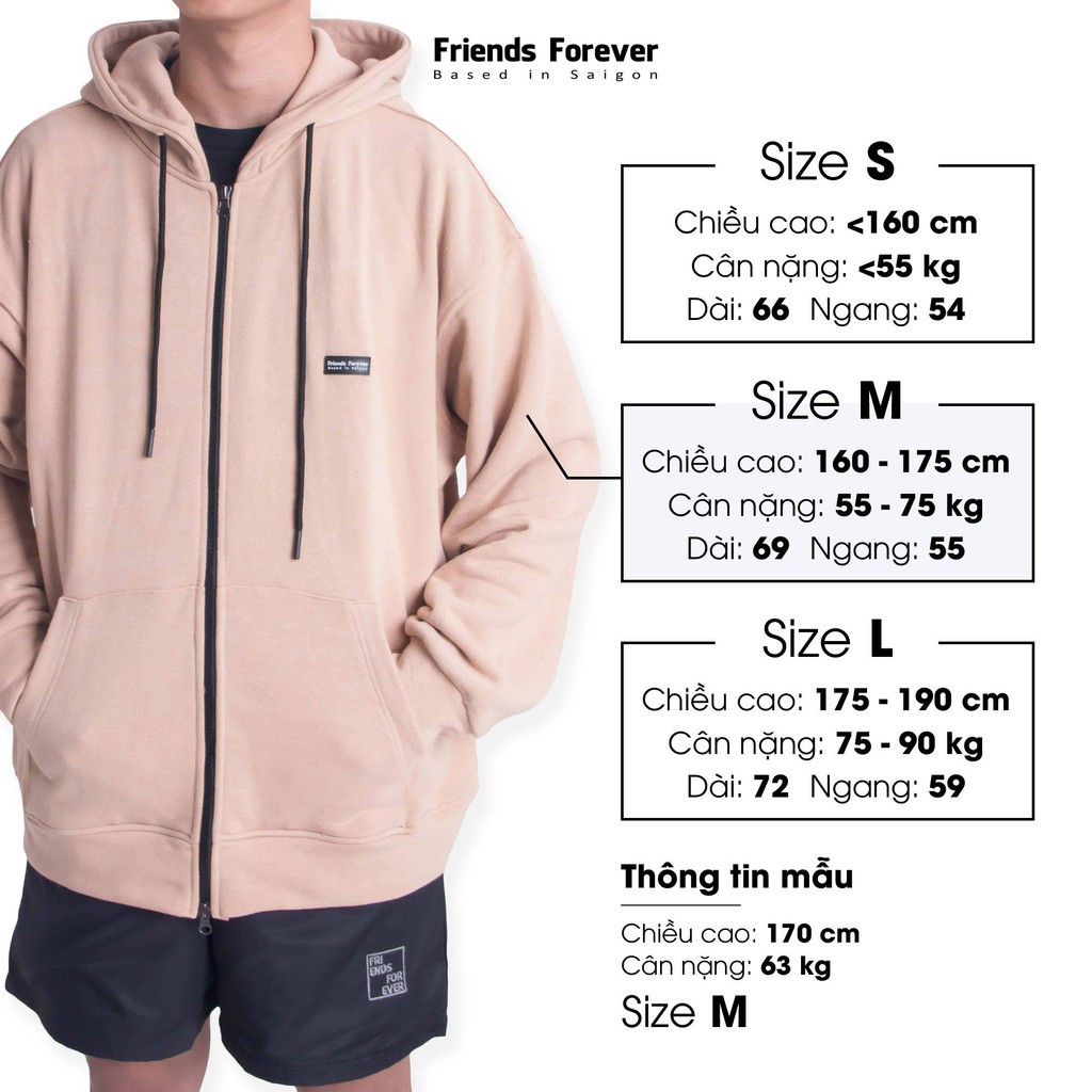 áo hoodie Áo Khoác OVERSIZE FRIENDSFOREVER ZIP HOODIE