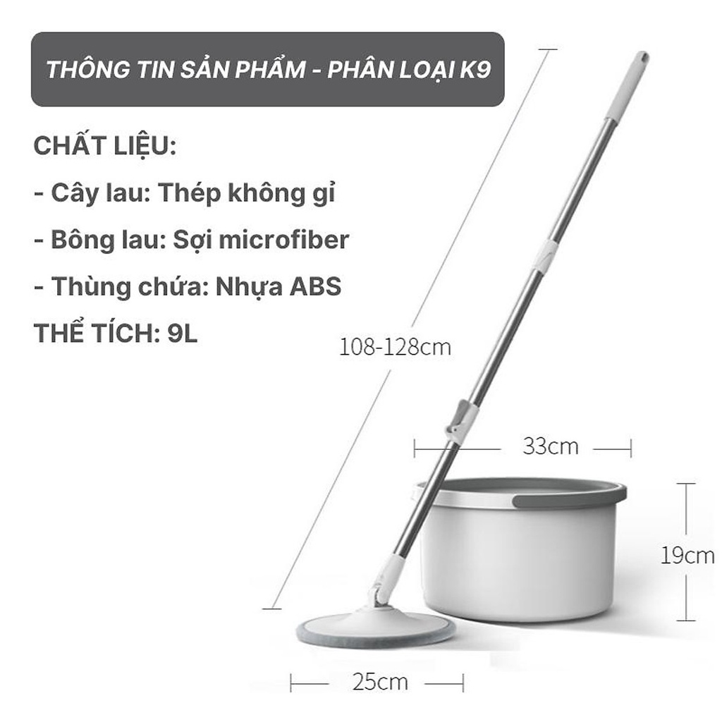 Chổi Lau Nhà Thông Minh K9 Tách Nước Và Lọc Bụi Bẩn Xoay 360 độ lau mọi ngóc ngách