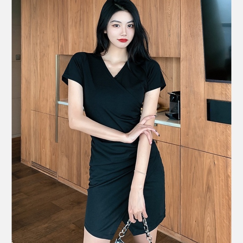 Đầm Ôm Body Cổ Chữ V Gợi Cảm Phong Cách Hàn Quốc Mới