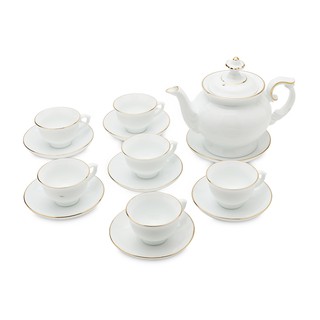 Bộ trà ( ấm chén ) Bát tràng phú quý chỉ vàng hộp đẹp
