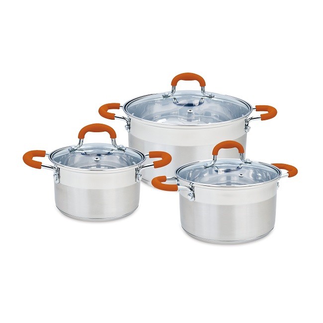 HÀNG CHÍNH HÃNG-BỘ NỒI ELMICH CHỐNG DÍNH INOX SMARTCOOK 3 CHIẾC CỠ 16CM, 20CM, 24CM- Hàng KM