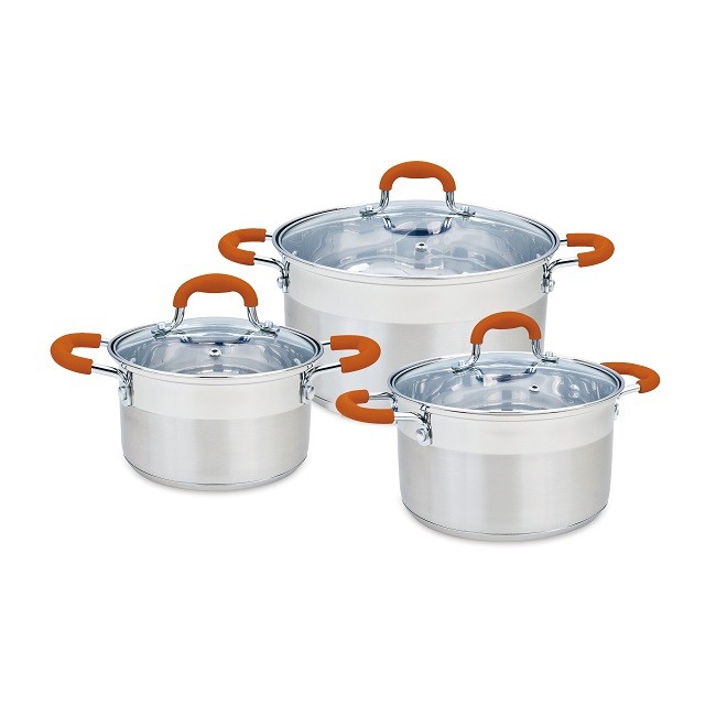 HÀNG CHÍNH HÃNG-BỘ NỒI ELMICH CHỐNG DÍNH INOX SMARTCOOK 3 CHIẾC CỠ 16CM, 20CM, 24CM