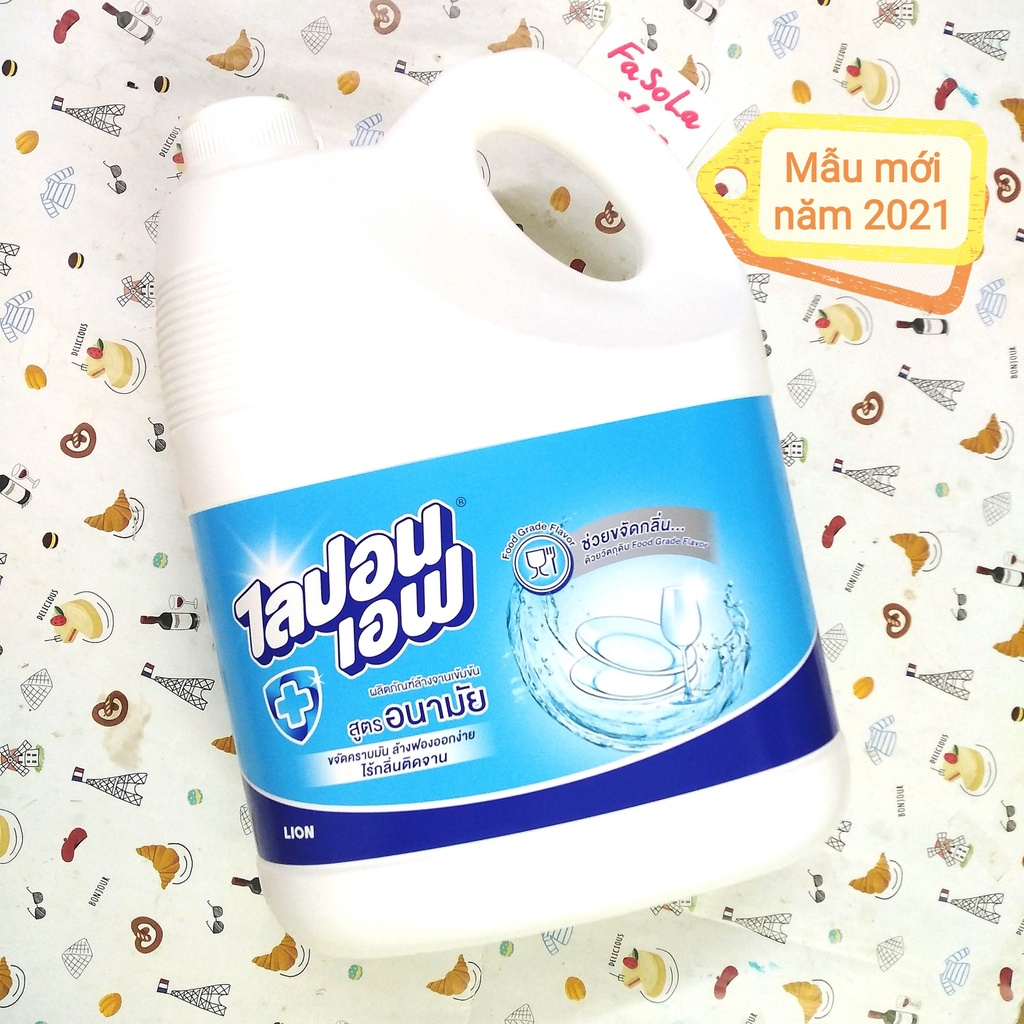 Nước rửa chén bát LIPON Thái Lan can siêu to 3600ml dầu rửa chén đĩa ly đậm đặc LION dishwashing không mùi bưởi chanh