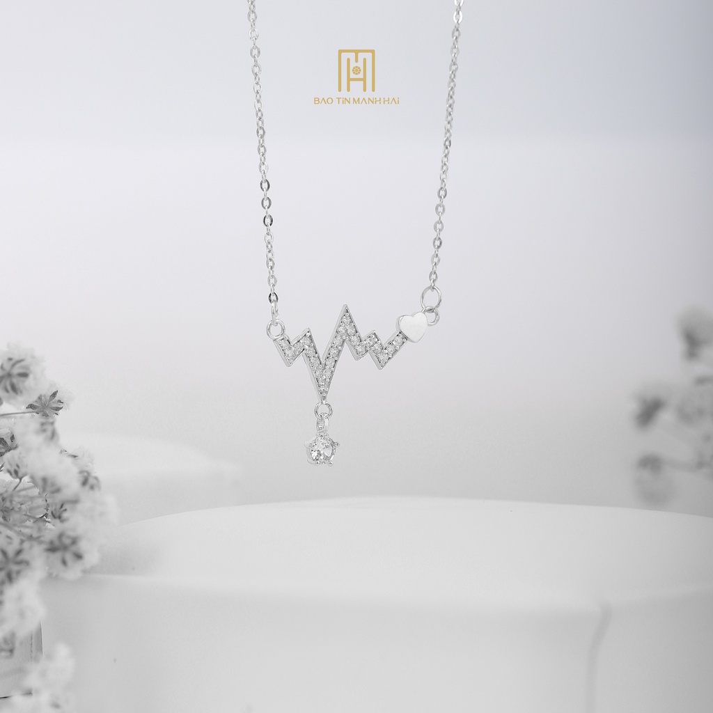 Dây chuyền bạc 925 cao cấp mặt đá nhịp tim cá tính phong cách HQ trẻ trung DB18 Bảo Tín Mạnh Hải