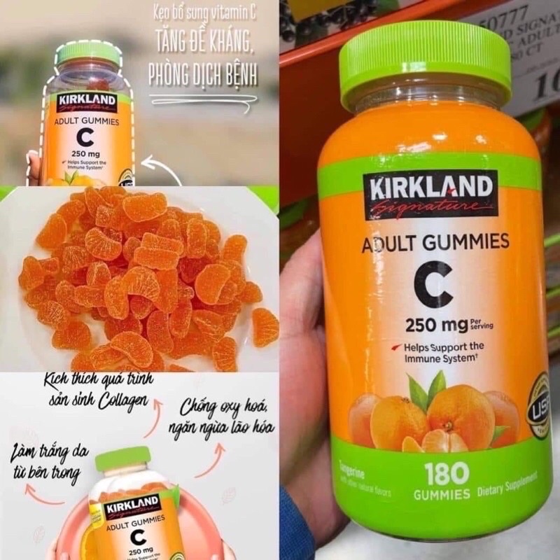 KẸO DẺO BỔ SUNG VITAMIN C 250MG 180V KIRKLAND CỦA MỸ