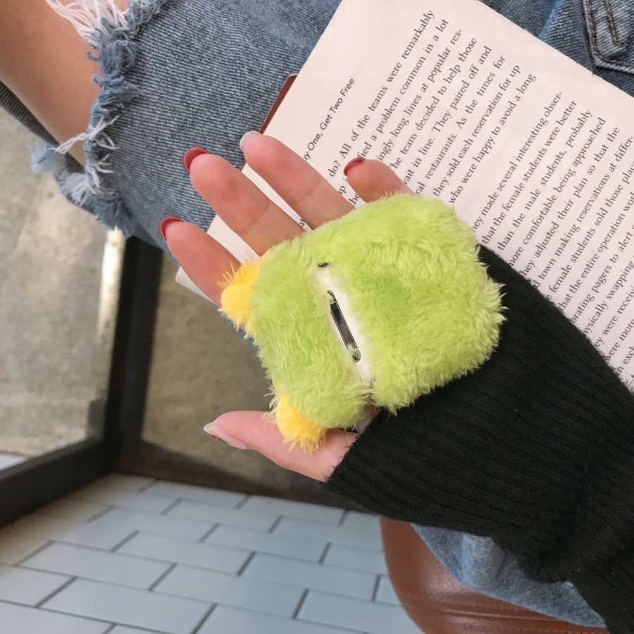 Vỏ bảo vệ hộp sạc tai nghe hình Mr.Q Sulley 3D bằng lông nhung mềm chống sốc thích hợp cho Airpods 1/2 Pro