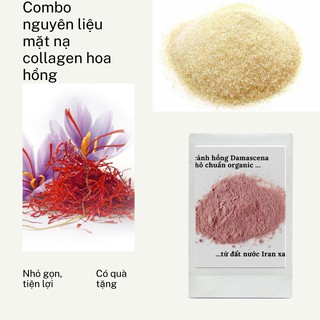 COMBO NGUYÊN LIỆU MẶT NẠ COLLAGEN HOA HỒNG- MẶT NẠ HOA HỒNG 100% TỰ NHIÊN
