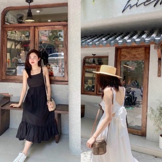 [AMANDA]  Váy hai dây đi biển nơ lưng 2 màu