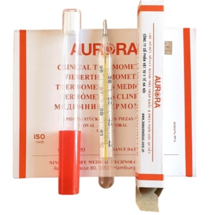 Nhiệt kế thủy ngân đỏ AURORA đo thân nhiệt cơ thể, nhiệt độ nước, chính xác, an toàn, tiện dụng dùng trong gia đình - H