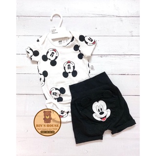 Set body+quần Mickey H&M xuất dư sz 0-4M