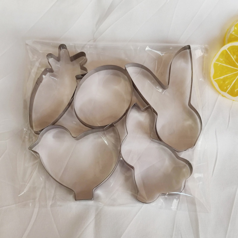 Bộ 5 Khuôn Cắt Bánh Quy Bằng Thép Không Gỉ Bền Bỉ Hình Thỏ Phục Sinh