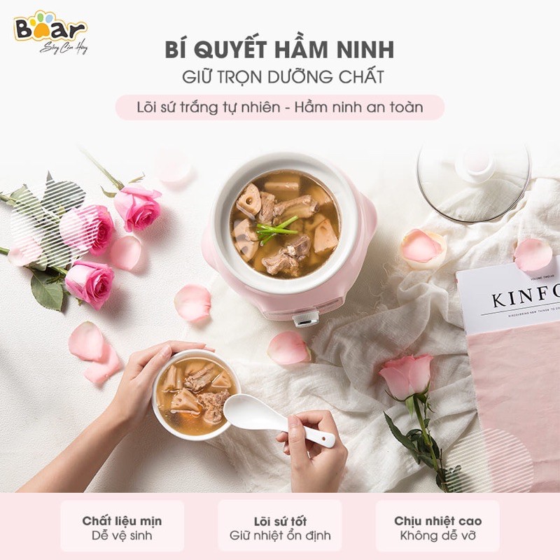 [BẢN QUỐC TẾ] Nồi nấu cháo chậm ninh hầm Bear 1L cho bé ăn dặm