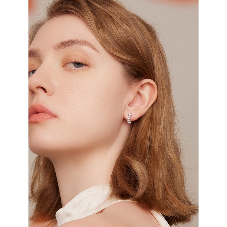 BAMOER Bông Tai bạc 925 HìNh Ngôi Sao ĐíNh Đá ThờI Trang