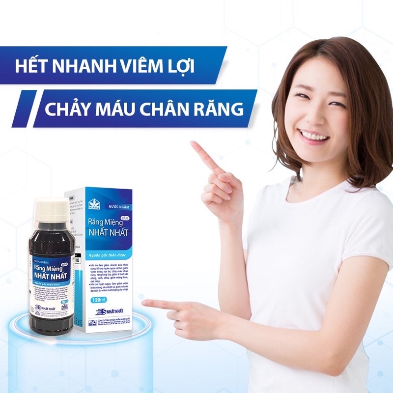 Nước ngậm răng miệng Nhất Nhất Plus - giúp giảm v.iêm nướu, tụt lợi, nhiệt miệng, sâu răng…