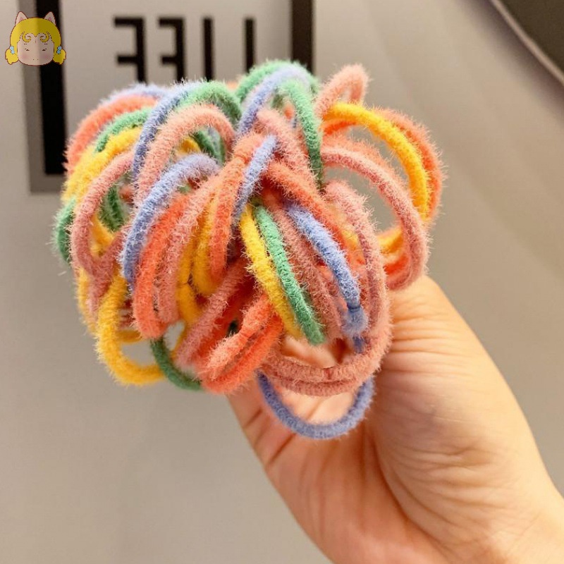 Set 100 Dây Chun Buộc Tóc 2.5CM Nhiều Màu Dành Cho Bé Gái