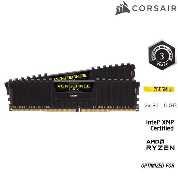 Bộ nhớ trong Corsair DDR4 Vengeance LPX 16GB (2x8GB) 2666 C16 đen /CMK16GX4M2A2666C16