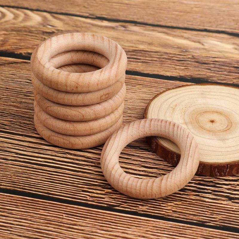 Bộ 5 Vòng Gỗ Sồi Làm Đồ Chơi Ngậm Mọc Răng Cho Bé