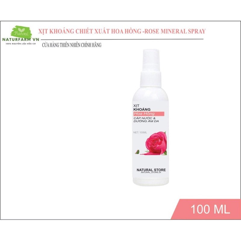 Xịt khoáng chiết xuất Hoa Hồng Organic - cấp ẩm, dưỡng sâu