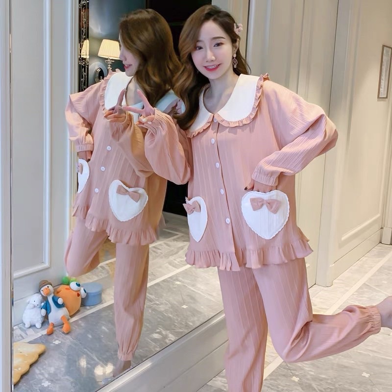 bộ bầu pijama túi trái tim có khoá cho bé ti