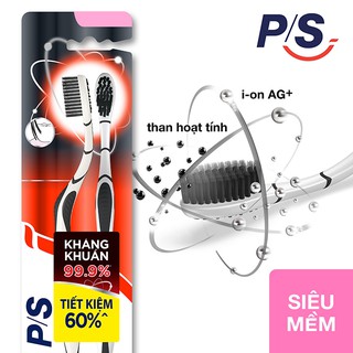 [HCM][GIAO 2H]Vỉ 2 Bàn Chải Đánh Răng P/S Than bạc kháng khuẩn