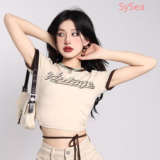 Áo Croptop In Họa Tiết Kiểu Vintage Mỹ Thời Trang Mùa Hè Cho Nữ