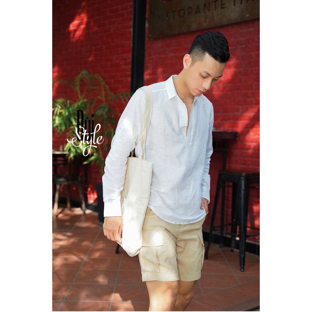 A20 - ÁO VẢI ĐŨI TAY DÀI CỔ V
