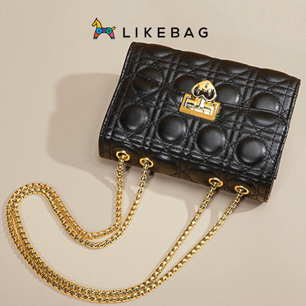 Túi đeo chéo, kẹp nách thời trang LIKEBAG vân nổi phối quai xích độc lạ CJ014 - LIBAGI
