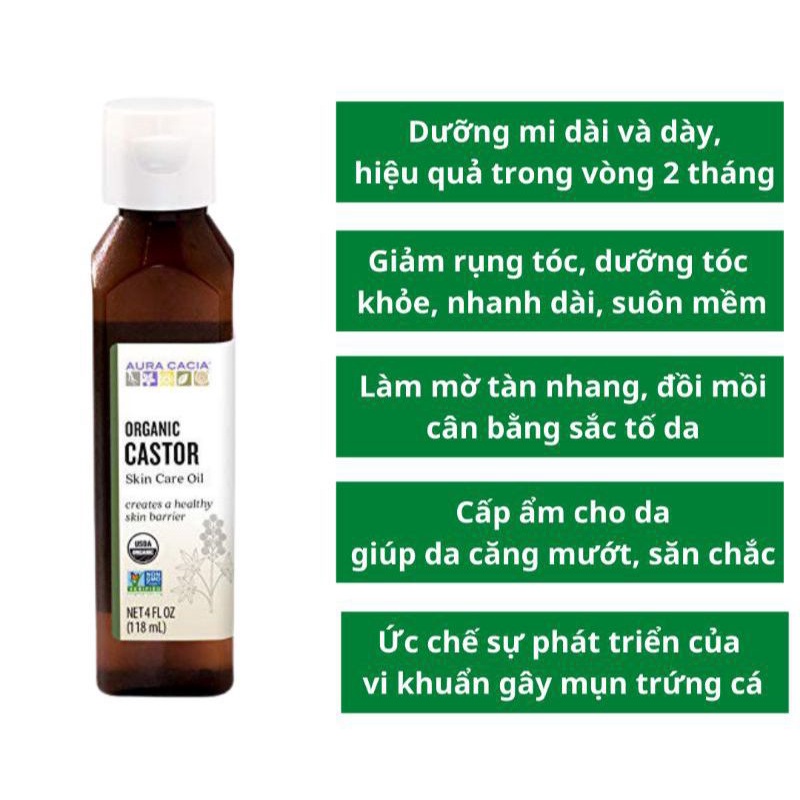 Dầu thầu dầu hữu cơ Castor oil Aura Cacia Organic