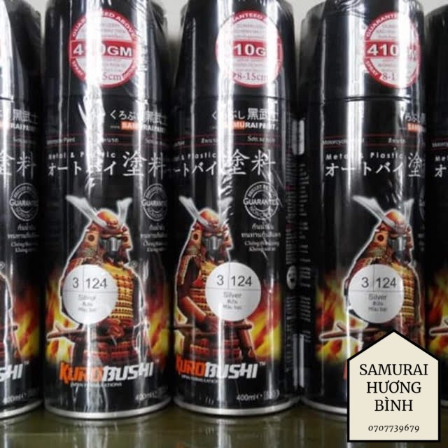 Sơn xịt Samurai màu Bạc nền - 124 (400 ml)