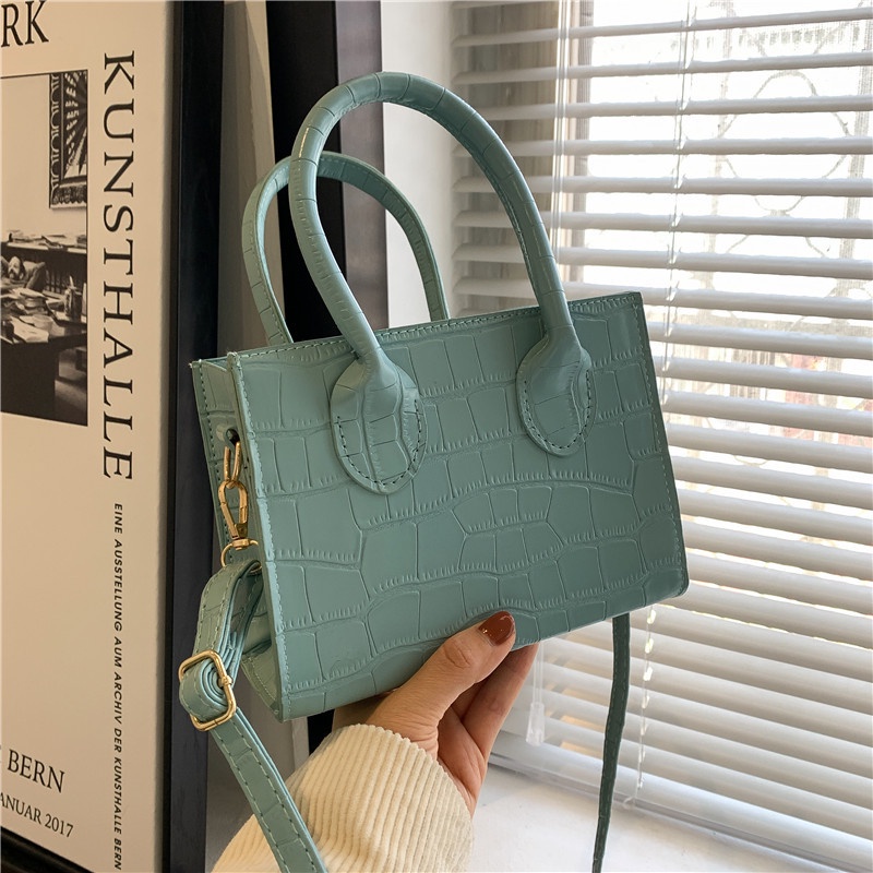 Túi Đeo Chéo Vai Hình Vuông Nhỏ Màu Trơn Họa Tiết Đá Phong Cách Phương Tây Thời Trang 022