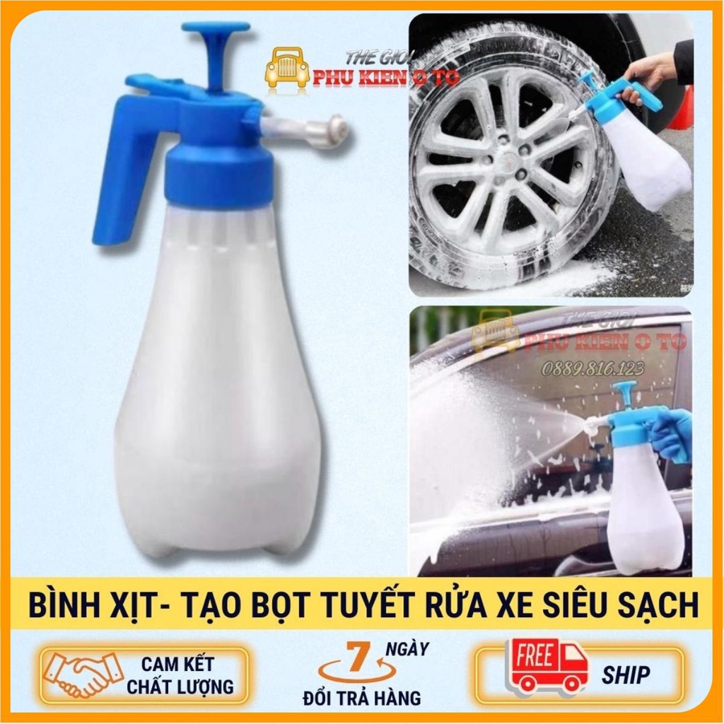 Bình Xịt Tạo Bọt Tuyết Rửa Xe Ô Tô , Xe Máy Cầm Tay 1.8L Tiện Dụng - Bọtt rửa xe không chạm