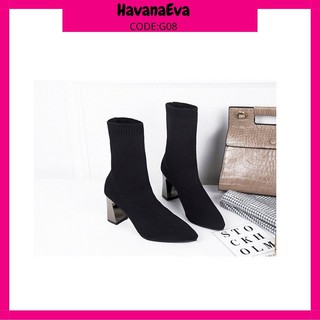 Bốt (boot) da mũi NHỌN cao gót, cổ ngắn mẫu mới nhất G08